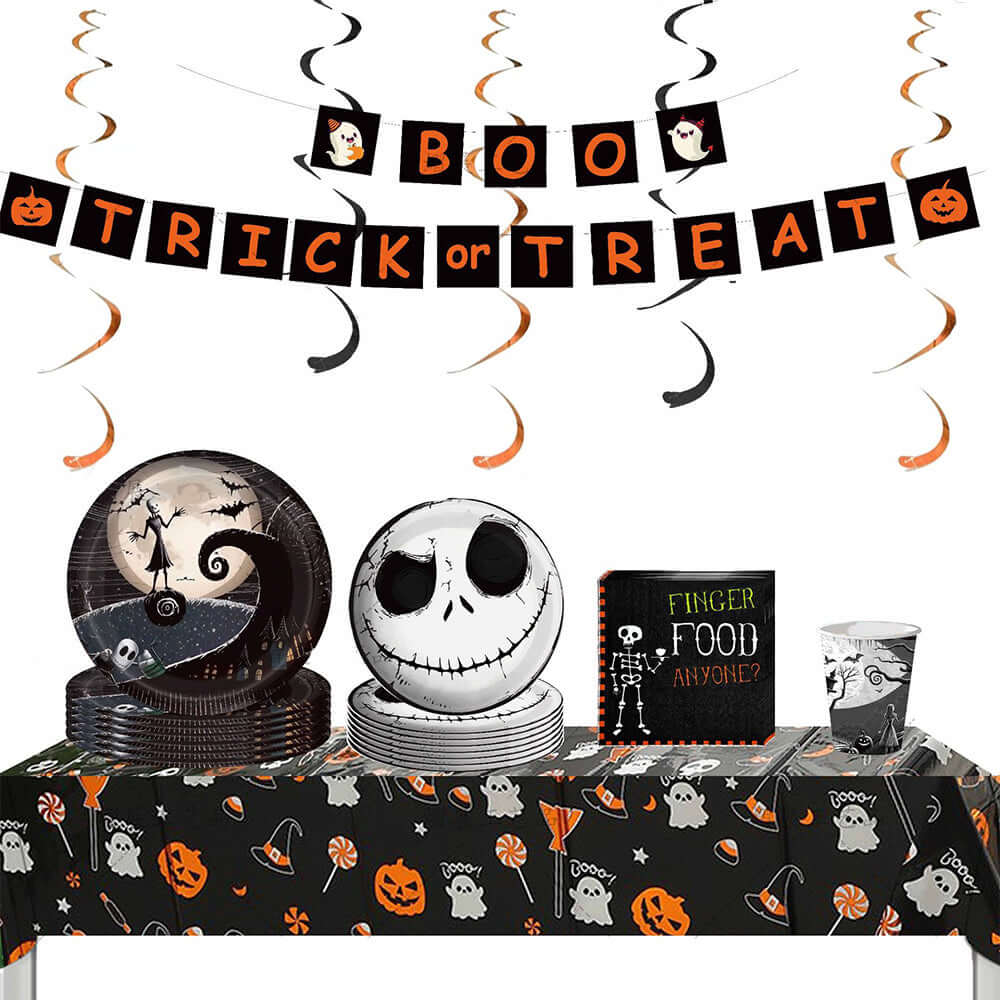 Halloween Party Decorations Supplies 117pcs Halloween Disposable Tableware Kits
