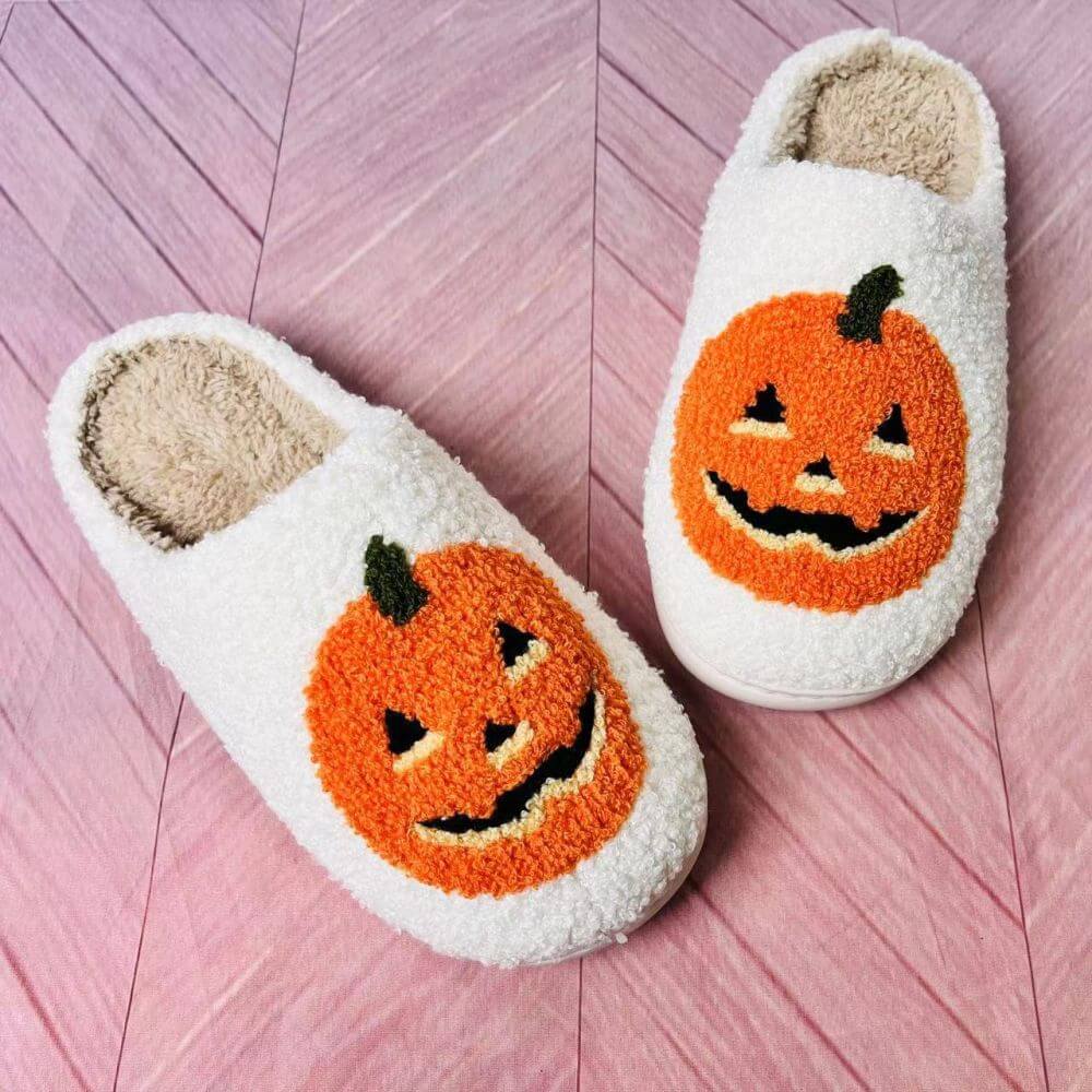 Spooky Halloween Pumpkin Slippers