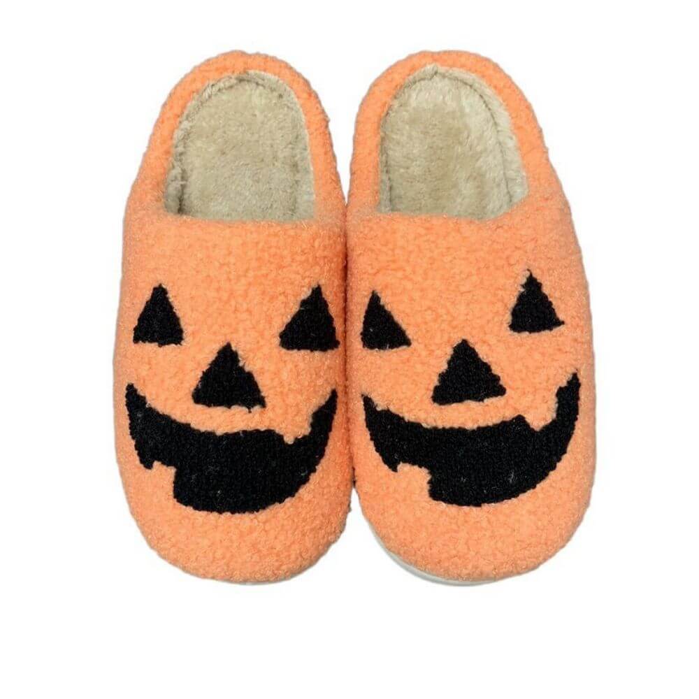 Halloween Slippers Halloween Yellow Pumpkin Shoes Comfortable Soft Home Cotton Slippers