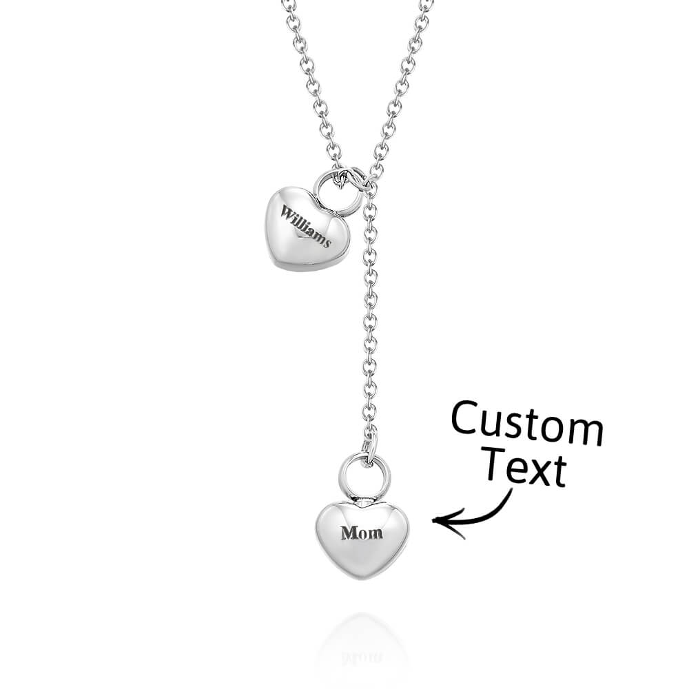Double Heart Ashes Urn Pendant Necklace - Personalized Memorial Keepsake